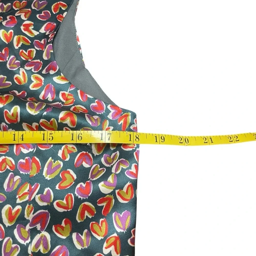 DEMA 100% Silk Hearts Floral Mixed Print Sleeveless Dress Large Party Valentines